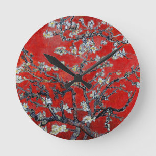 Vincent van Gogh-Niederlassungen mit Mandel-Blüte Runde Wanduhr