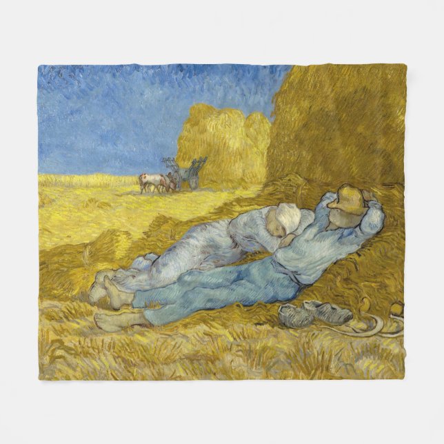 Vincent Van Gogh - Noon, Erholung aus der Arbeit / Fleecedecke (Vorderseite (Horizontal))