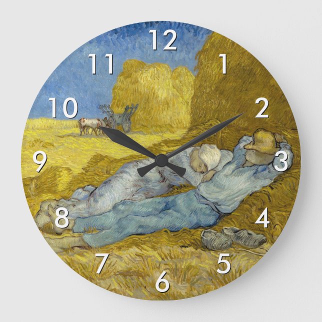 Vincent Van Gogh - Noon, Erholung aus der Arbeit / Große Wanduhr (Vorderseite)