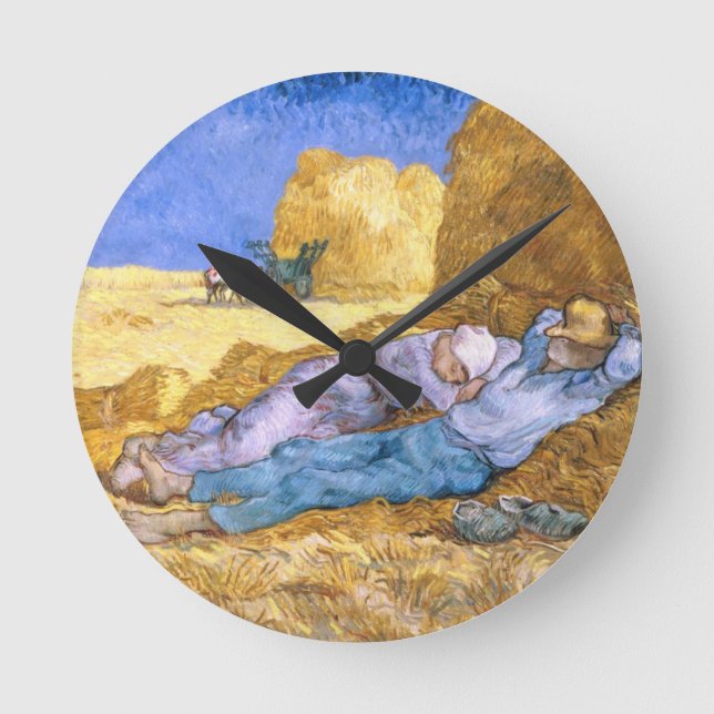 Vincent van Gogh Noon, The Siesta, after Millet Runde Wanduhr (Vorderseite)