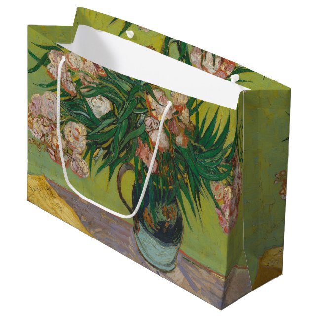 Vincent Van Gogh Oleander Blume Malerei Große Geschenktüte (Vorderseite Schrägansicht)