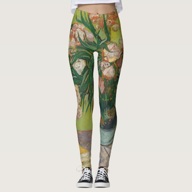 Vincent Van Gogh Oleander Blume Malerei Leggings (Vorderseite)