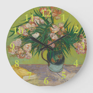 Vincent Van Gogh Oleander-Blumenmalerei Große Wanduhr