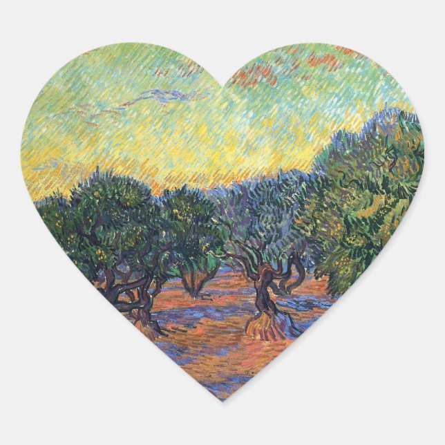 Vincent Van Gogh Olive Grove Impressionismus Art Herz-Aufkleber (Vorderseite)