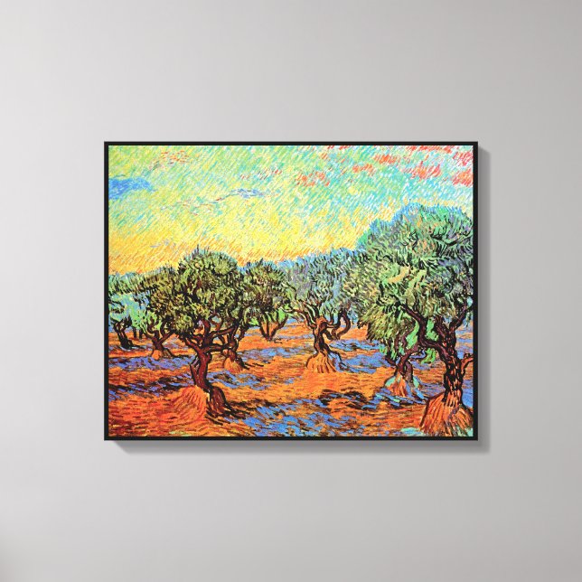 Vincent Van Gogh - Olive Grove mit Orange Sky Leinwanddruck (Vorderseite)