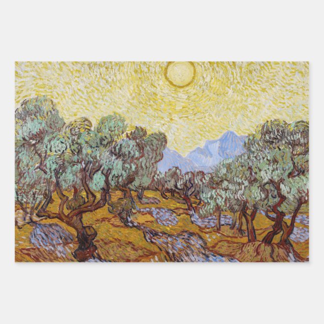Vincent van Gogh - Olivenbäume, Gelber Himmel und  Geschenkpapier Set (Vorderseite)