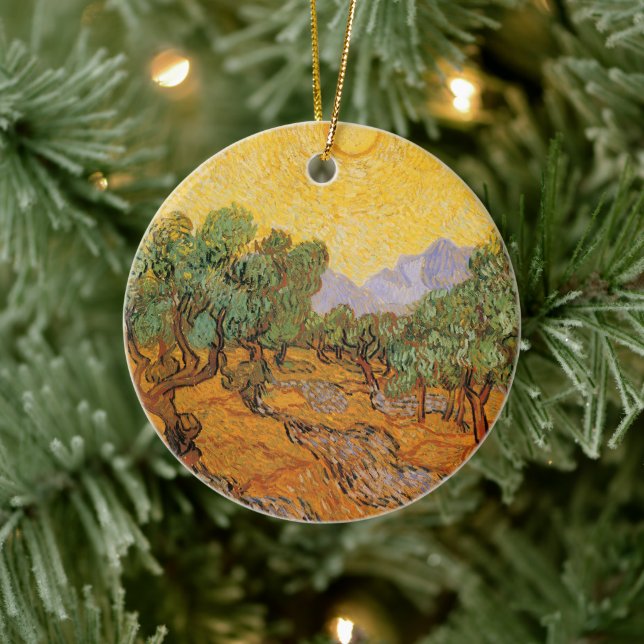 Vincent van Gogh - Olivenbäume, Gelber Himmel und  Keramik Ornament (Baum)