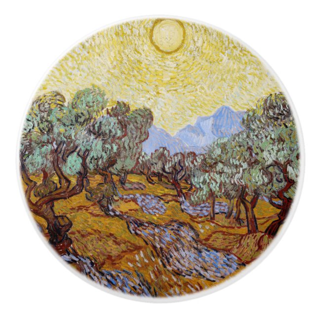Vincent van Gogh - Olivenbäume, Gelber Himmel und  Keramikknauf (Vorderseite)