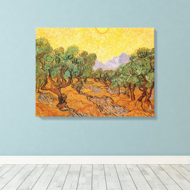 Vincent van Gogh - Olivenbäume, Gelber Himmel und  Leinwanddruck (Insitu (Holzboden))