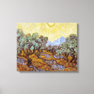Vincent van Gogh - Olivenbäume, gelber Himmel und Leinwanddruck