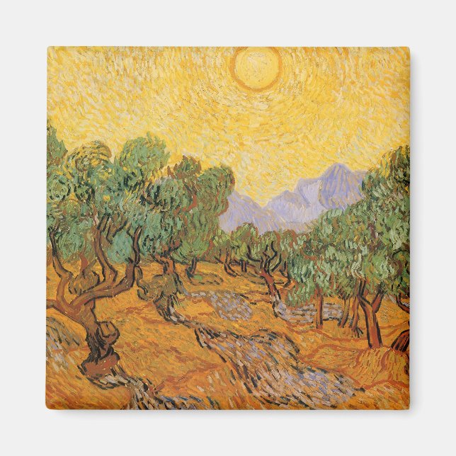 Vincent van Gogh - Olivenbäume, Gelber Himmel und  Magnet (Vorne)