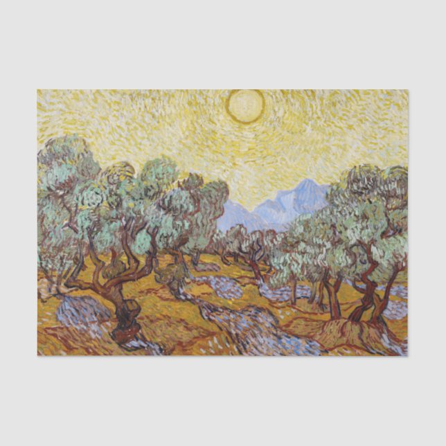 Vincent van Gogh - Olivenbäume, Gelber Himmel und  Seidenpapier (Vorderseite)