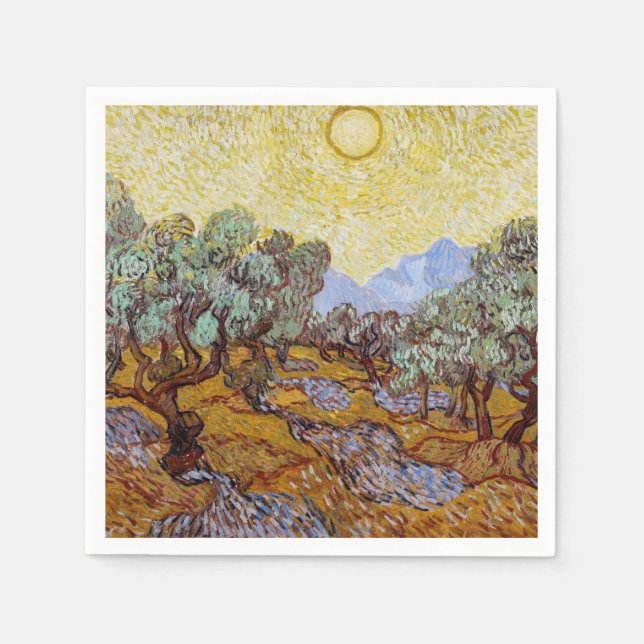 Vincent van Gogh - Olivenbäume, Gelber Himmel und  Serviette (Vorderseite)