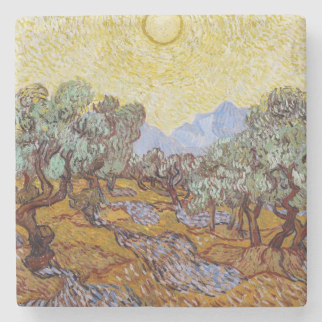 Vincent van Gogh - Olivenbäume, Gelber Himmel und  Steinuntersetzer (Vorderseite)