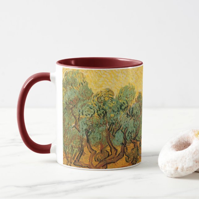 Vincent van Gogh - Olivenbäume, Gelber Himmel und  Tasse (Mit Donut)