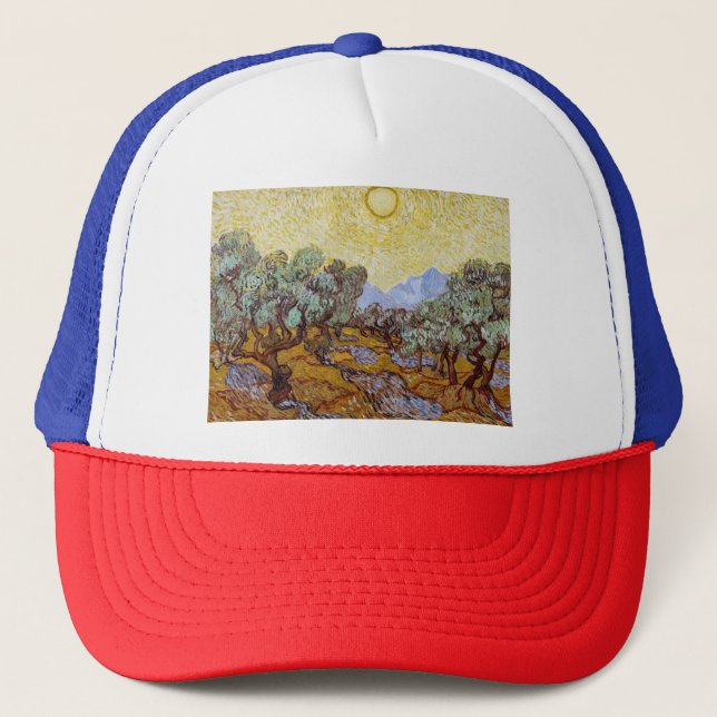Vincent van Gogh - Olivenbäume, Gelber Himmel und  Truckerkappe (Vorderseite)