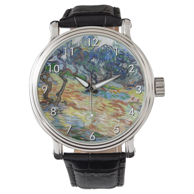 Vincent van Gogh - Olivenbäume: Hellblauer Himmel Armbanduhr (Vorderseite)