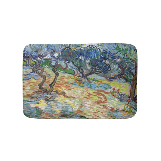 Vincent van Gogh - Olivenbäume: Hellblauer Himmel Badematte (Vorderseite)