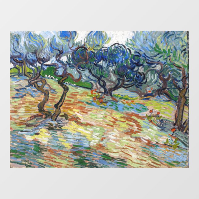 Vincent van Gogh - Olivenbäume: Hellblauer Himmel Fensteraufkleber (Blatt)