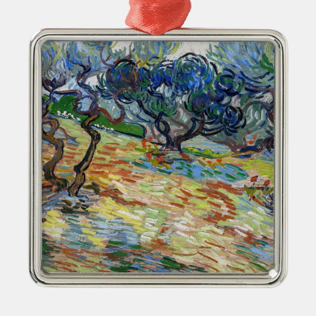 Vincent van Gogh - Olivenbäume: Hellblauer Himmel Ornament Aus Metall (Vorne)