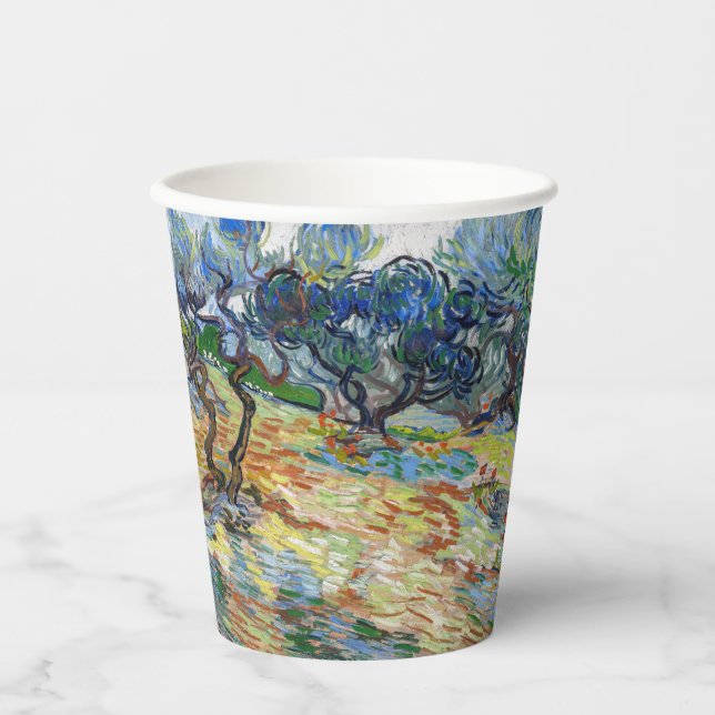 Vincent van Gogh - Olivenbäume: Hellblauer Himmel Pappbecher (Vorderseite)