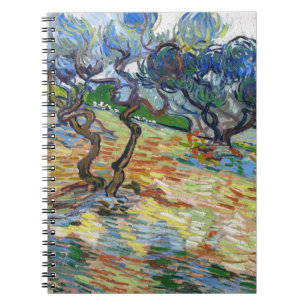 Vincent van Gogh - Olivenbäume: Heller blauer Himm Notizblock