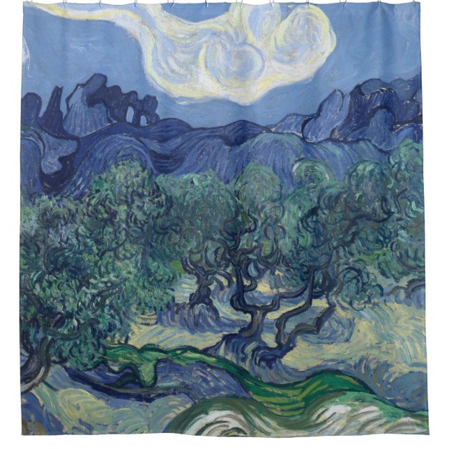 Vincent Van Gogh - Olivenbäume mit den Alpen Duschvorhang (Vorderseite)