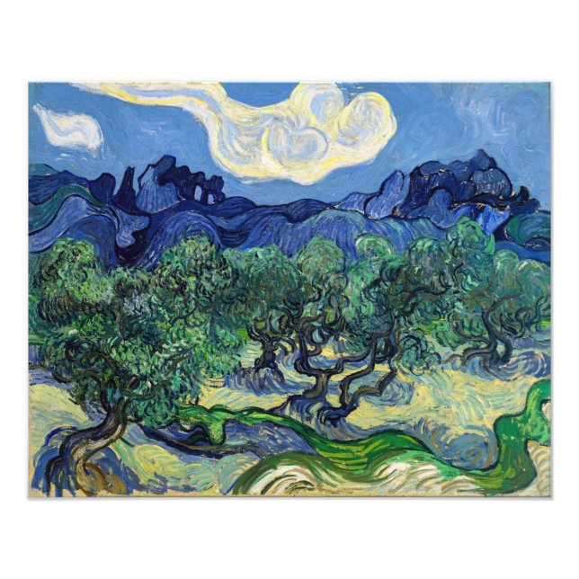 Vincent van Gogh - Olivenbäume mit den Alpen Fotodruck (Vorne)