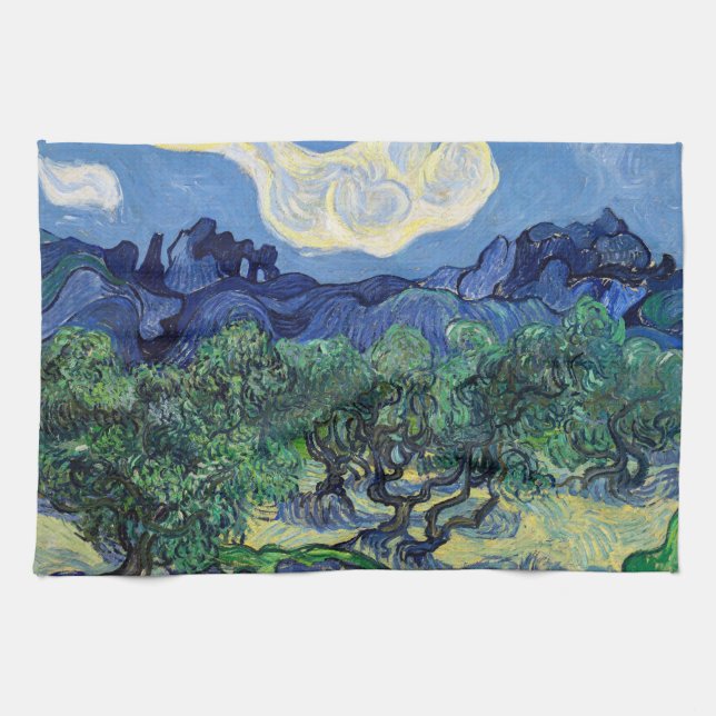 Vincent van Gogh - Olivenbäume mit den Alpen Geschirrtuch (Horizontal)