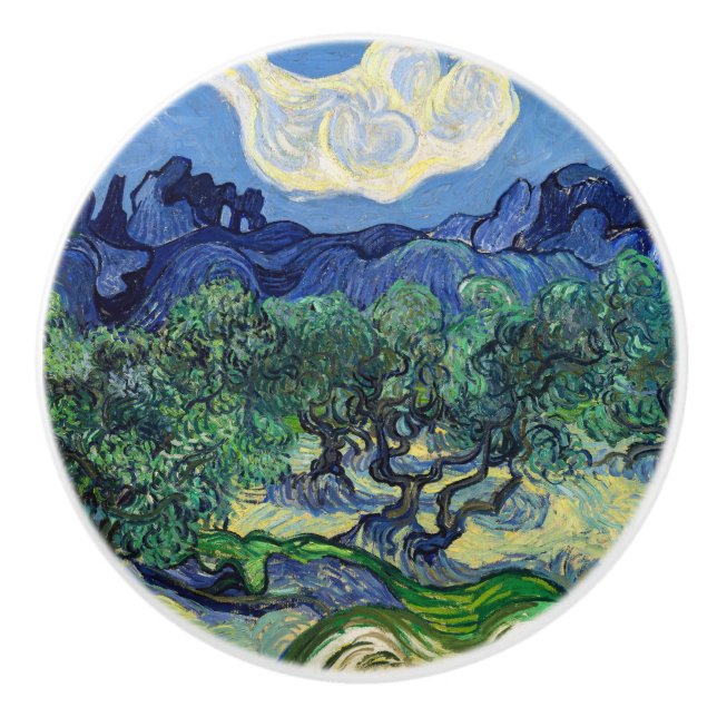 Vincent van Gogh - Olivenbäume mit den Alpen Keramikknauf (Vorderseite)