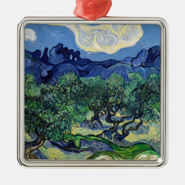Vincent van Gogh - Olivenbäume mit den Alpen Ornament Aus Metall (Vorne)