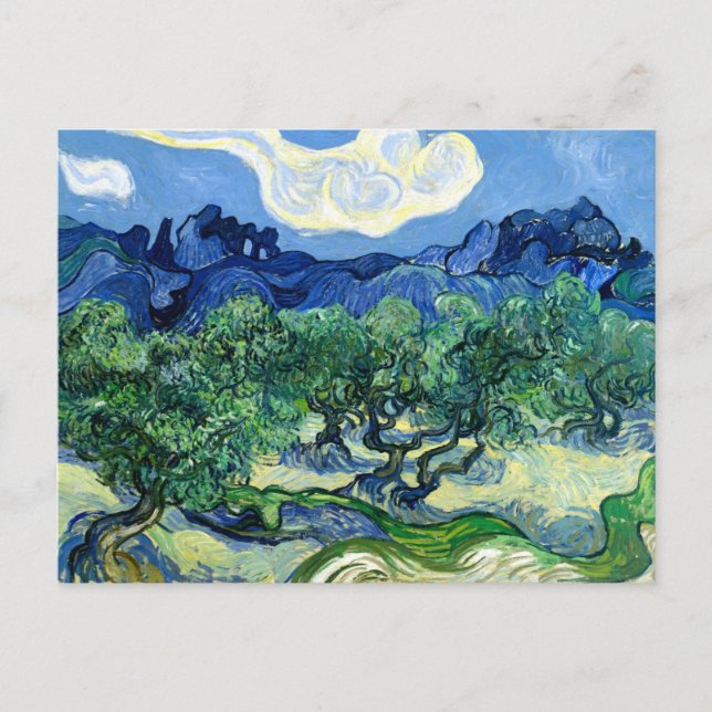 Vincent Van Gogh, Olivenbäume mit den Alpen Postkarte (Vorderseite)