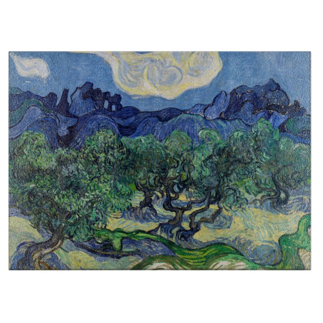Vincent van Gogh - Olivenbäume mit den Alpen Schneidebrett (Vorderseite)
