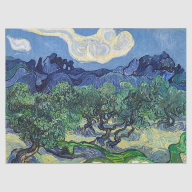 Vincent van Gogh - Olivenbäume mit den Alpen Seidenpapier (Vorderseite)