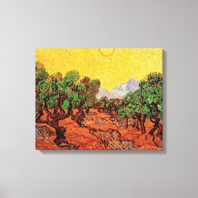 Vincent Van Gogh - Olivenbäume mit gelbem Himmel Leinwanddruck (Vorderseite)