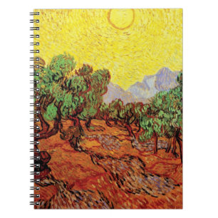 Vincent Van Gogh - Olivenbäume mit gelbem Himmel Notizblock