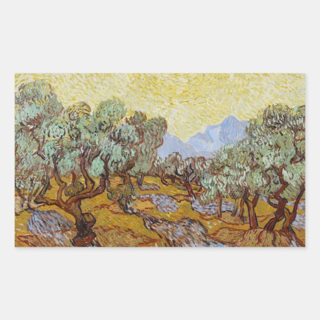 Vincent van Gogh - Olivenbäume Rechteckiger Aufkleber (Vorderseite)