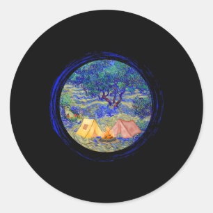 Vincent Van Gogh Olivenhain Camping Grafik Fo Runder Aufkleber