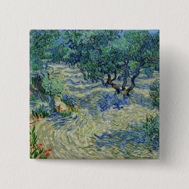 Vincent van Gogh - Olivenhain: Helles Blaues Himme Button (Vorderseite)