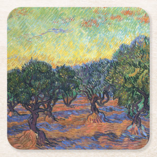 Vincent Van Gogh Olivenhain Impressionismus Kunst Rechteckiger Pappuntersetzer