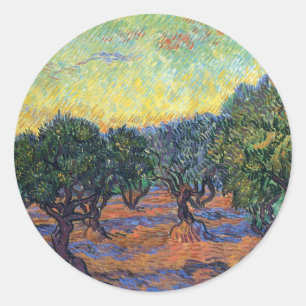 Vincent Van Gogh Olivenhain Impressionismus Kunst Runder Aufkleber