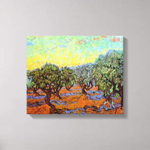 Vincent Van Gogh - Olivenhain mit orangem Himmel Leinwanddruck