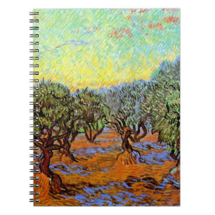 Vincent Van Gogh - Olivenhain mit orangem Himmel Notizblock