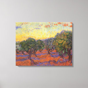 Vincent van Gogh - Olivenhain, orangener Himmel Leinwanddruck