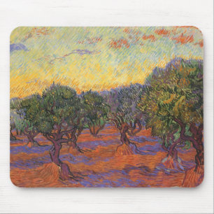 Vincent van Gogh - Olivenhain, orangener Himmel Mousepad