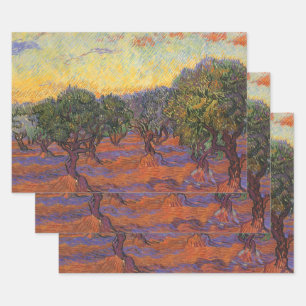 Vincent van Gogh - Olivenhain, oranges Himmelszelt Geschenkpapier Set