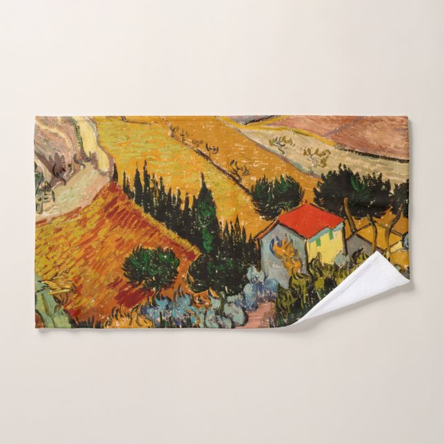 Vincent van Gogh - Paysage, Maison et Plowman (Serviette à main)