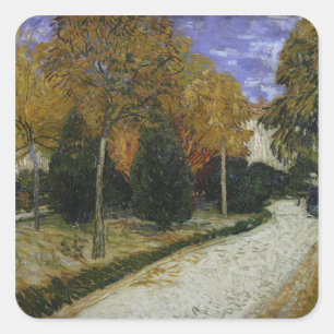 Vincent van Gogh Pfad im Park bei Arles, 1888 Quadratischer Aufkleber