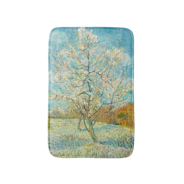 Vincent van Gogh - Pink Peach Tree in Blossom Badematte (Vorderseite Vertikal)
