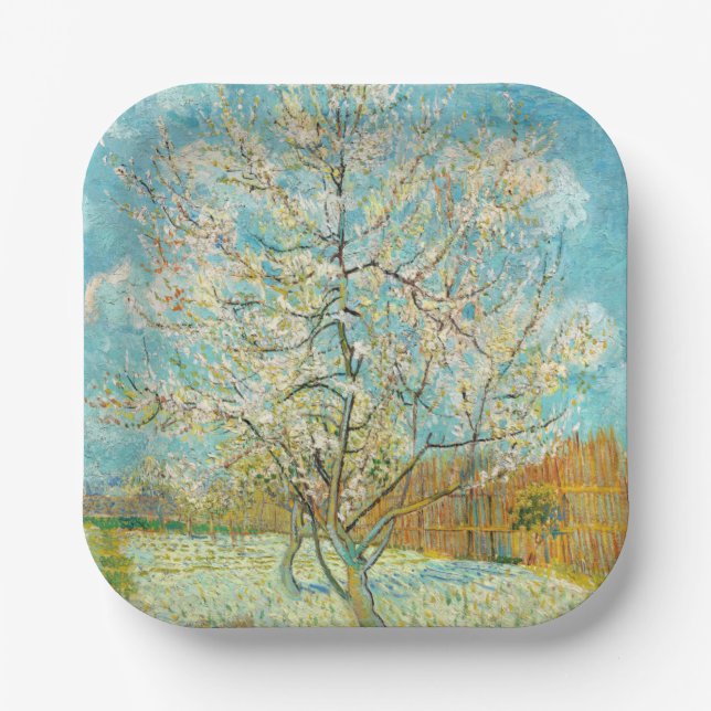 Vincent van Gogh - Pink Peach Tree in Blossom Pappteller (Vorderseite)